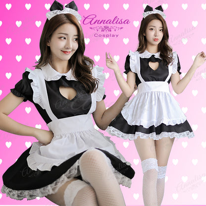 たっぷりフリルのCUTEなメイド服。ネコ耳カチューシャ付き