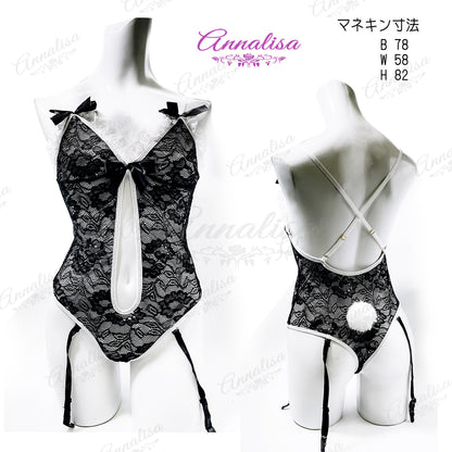 総花柄レースの甘いバニーガール