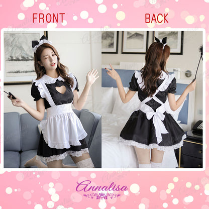 たっぷりフリルのCUTEなメイド服。ネコ耳カチューシャ付き