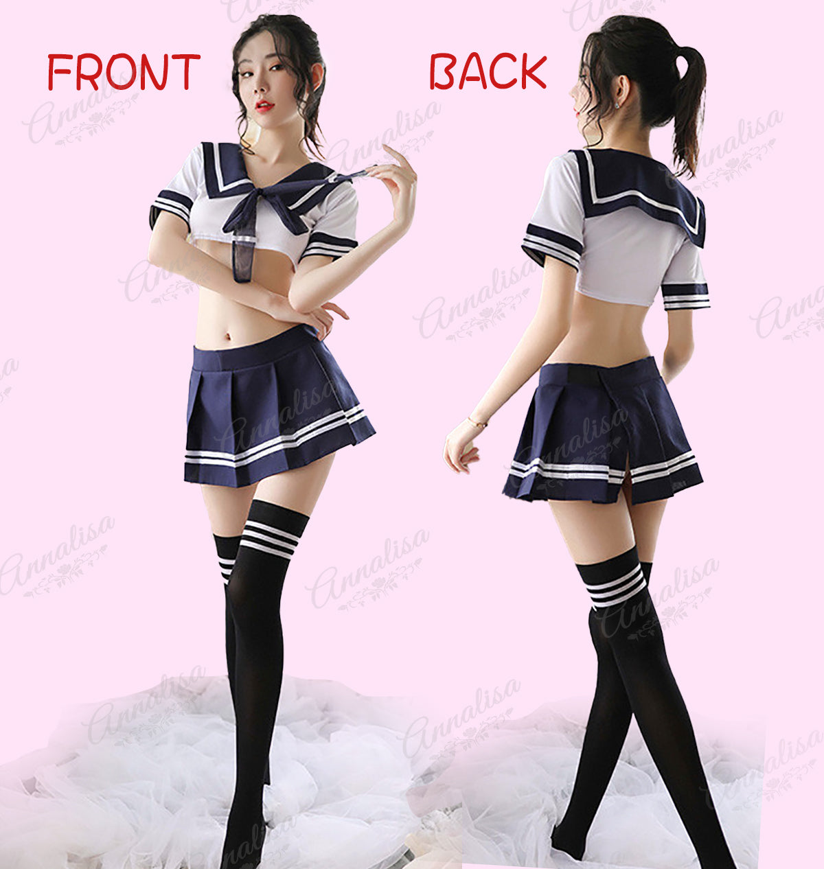 ふわふわネクタイがキュートでストレッチの効いたセーラーコスプレ衣装